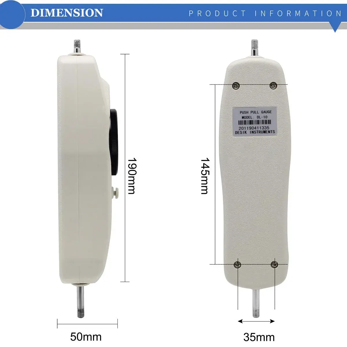 BAOSHISHAN DL-10 10lb Force Gauge | 4.45 kg (10 lb) Push Pull Tester with Calibration Certificate - view 5