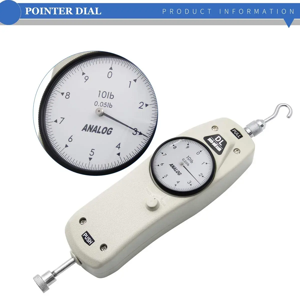 BAOSHISHAN DL-10 10lb Force Gauge | 4.45 kg (10 lb) Push Pull Tester with Calibration Certificate - view 3
