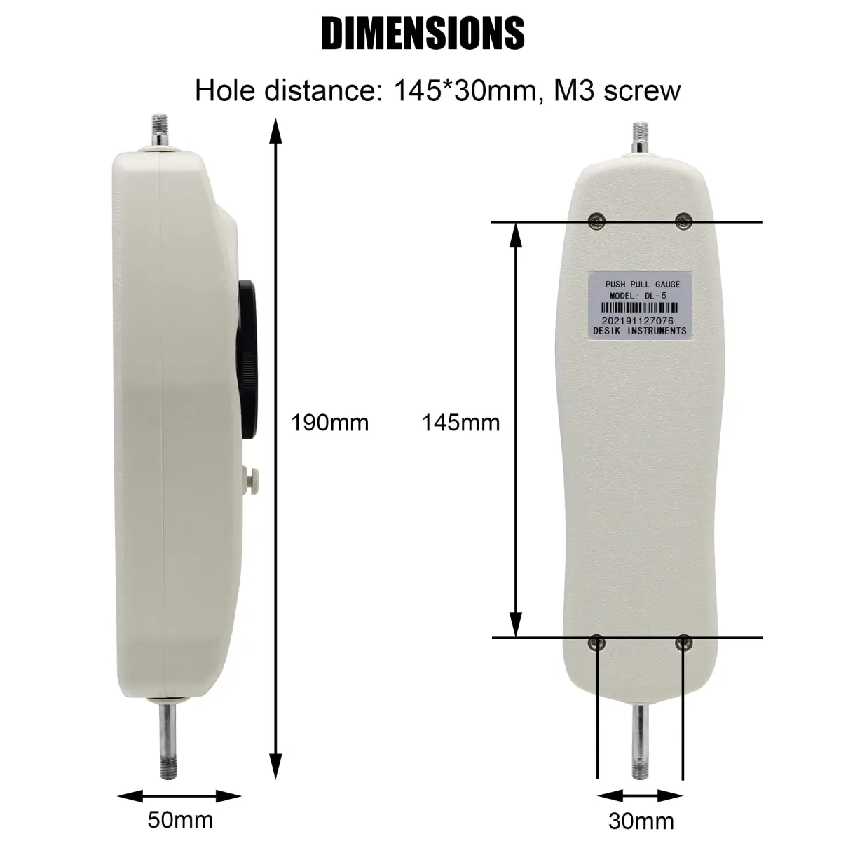 BAOSHISHAN DL 5lb Push Pull Force Gauge Meter with Calibration Certificate & Carrying Case | 0.025lb Resolution - view 5