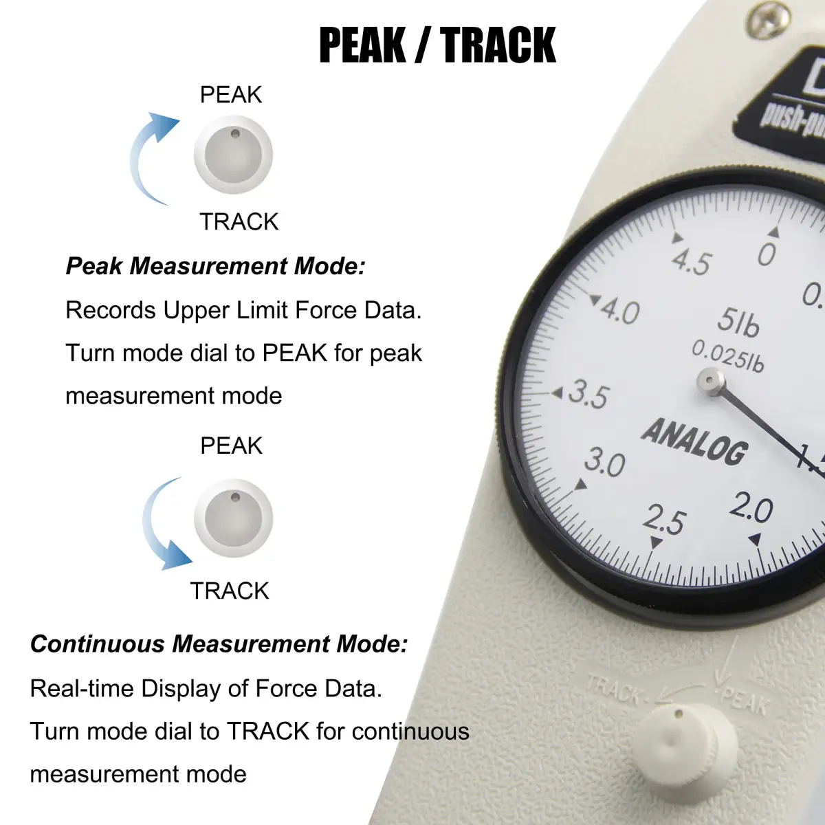 BAOSHISHAN DL 5lb Push Pull Force Gauge Meter with Calibration Certificate & Carrying Case | 0.025lb Resolution - view 4