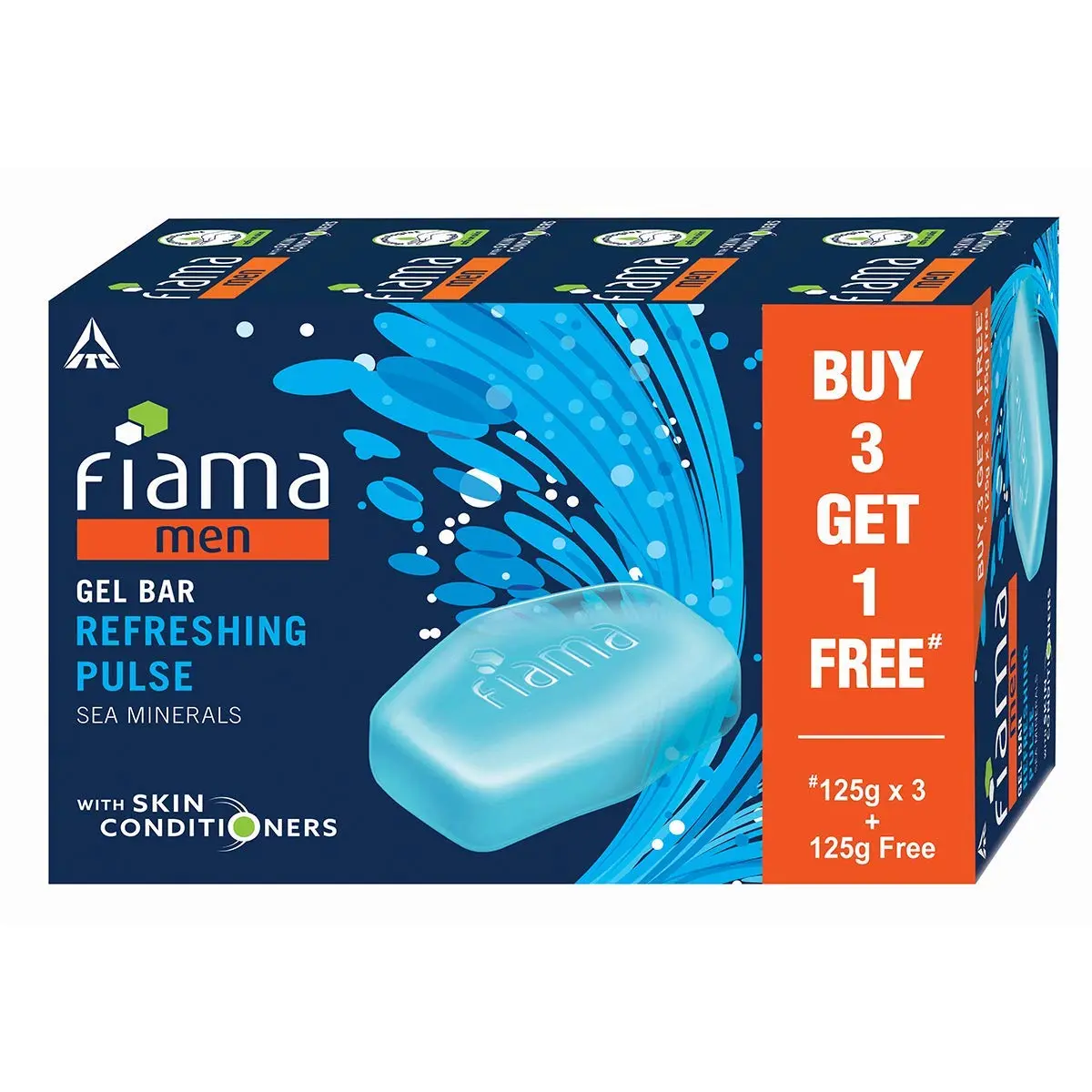 Fiama Men Refreshing Pulse Gel Bar 125g | Skin Moisturising & Invigorating Fragrance - main product image
