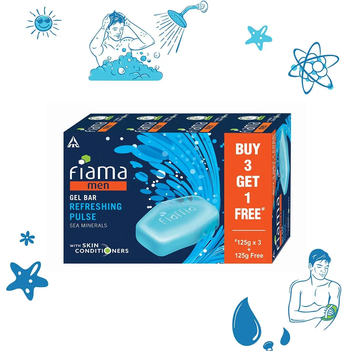Fiama Men Refreshing Pulse Gel Bar 125g | Skin Moisturising & Invigorating Fragrance - view 5