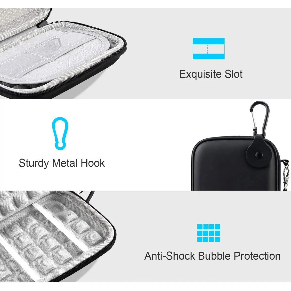 Lacdo Hard Drive Case for Seagate Portable External Hard Drive, Black | Water-Resistant Shockproof Storage Bag - view 4