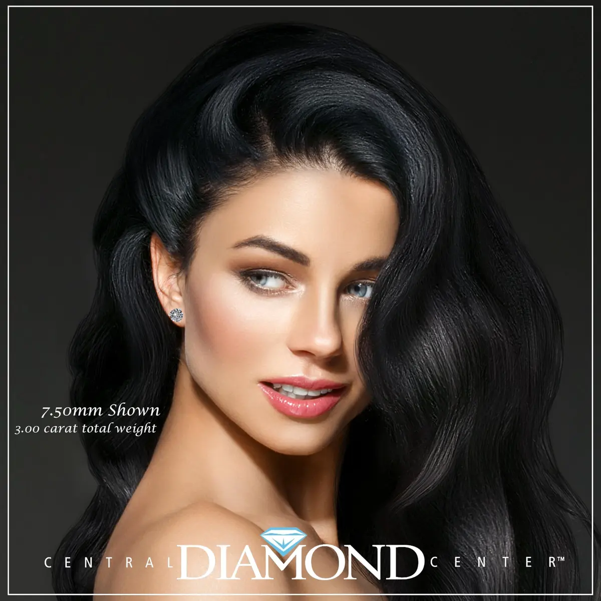 Central Diamond Center 14K Gold Post Martini Stud Earrings 7.50mm | Platinum Plated & 3.00cttw - view 4