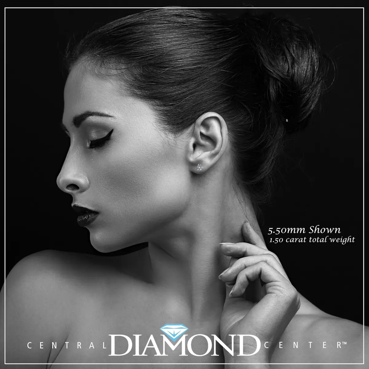 Central Diamond Center 14K Gold Post Martini Stud Earrings 5.50mm 1.50cttw | Hypoallergenic Diamond Look - view 5