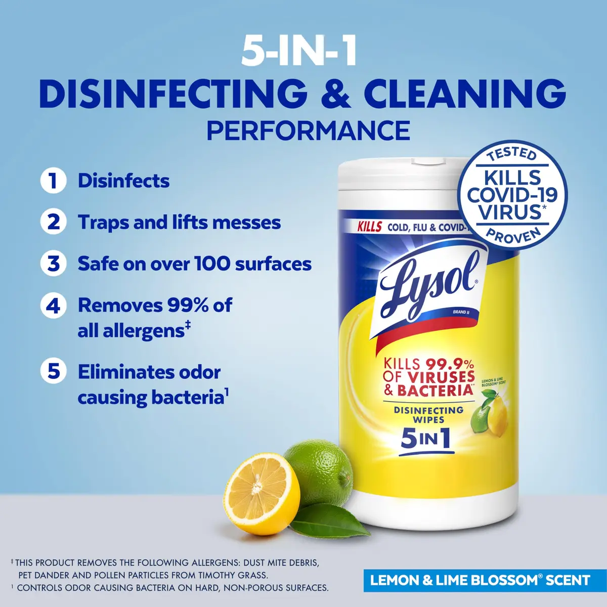 Lysol Disinfecting Wipes Multi-Surface Cleaner Lemon 80 ct | Kills 99.9% viruses & bacteria - view 3