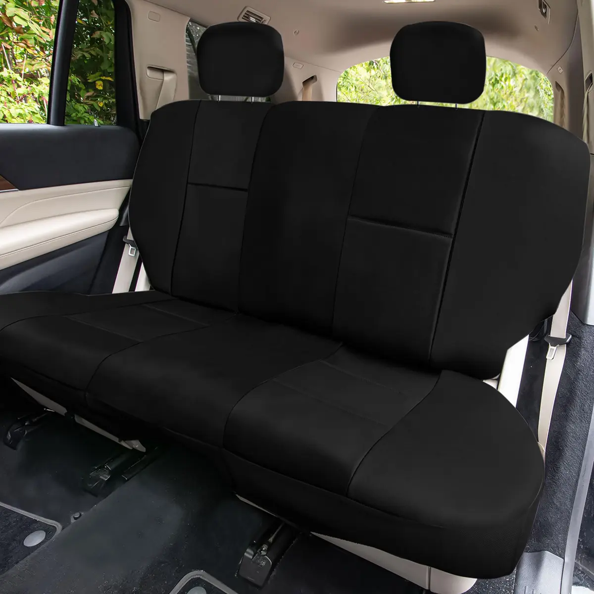 FH Group Full Set Faux Leather Car Seat Covers - Universal Fit, Low Back, Easy to Clean, Black | Protect & Enhance Interior - view 3