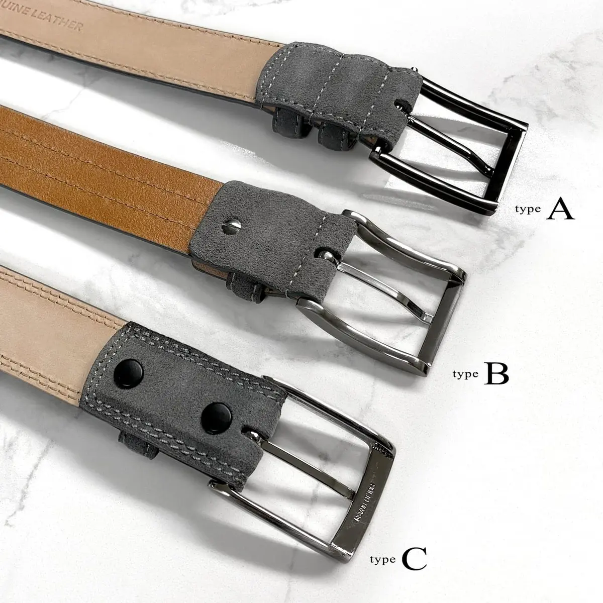 Belts.com Men's Suede Belt 35mm Gray | Genuine Leather Casual Dress Belt - view 6