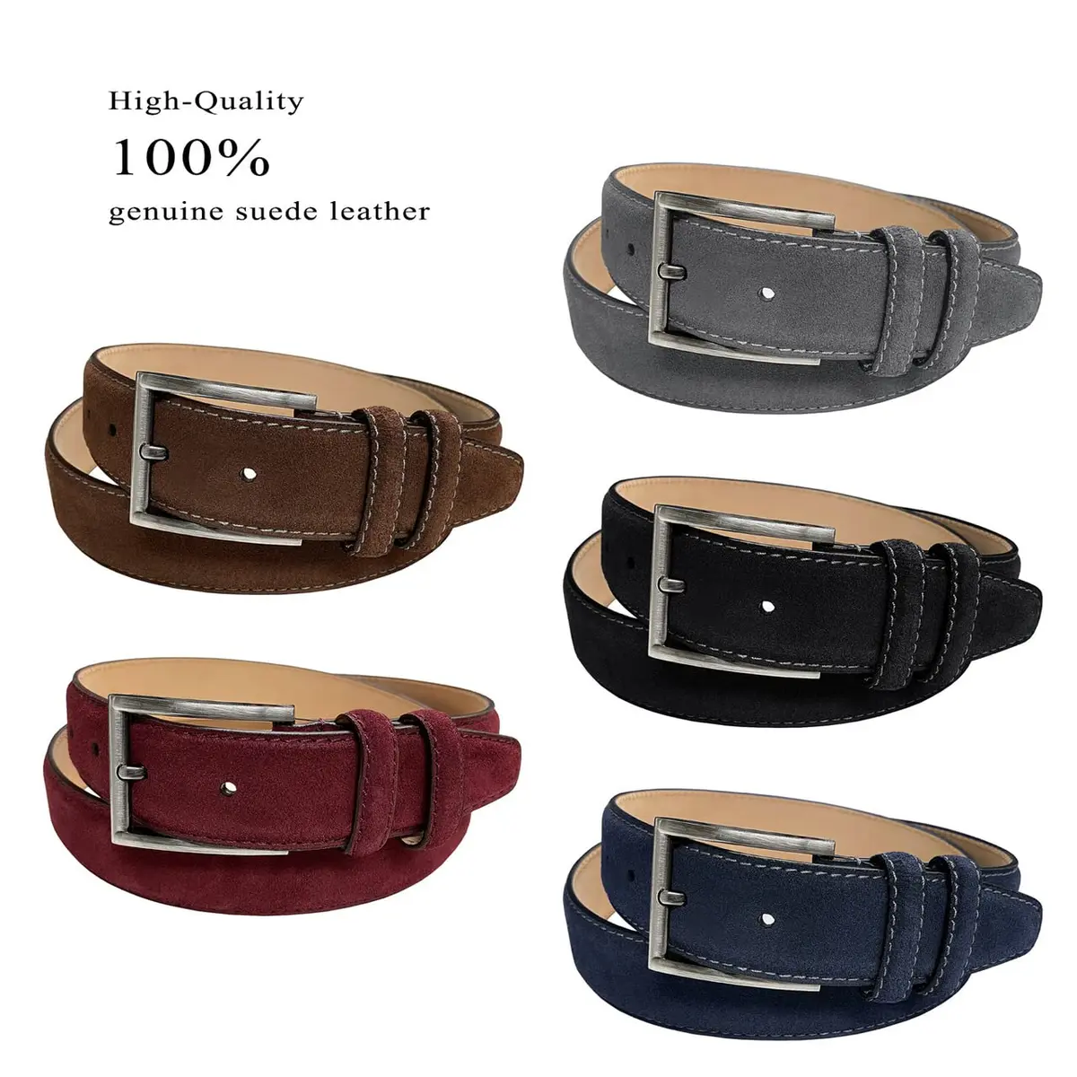 Belts.com Men's Suede Belt 34 | Genuine Leather Casual Dress Accessory - view 3