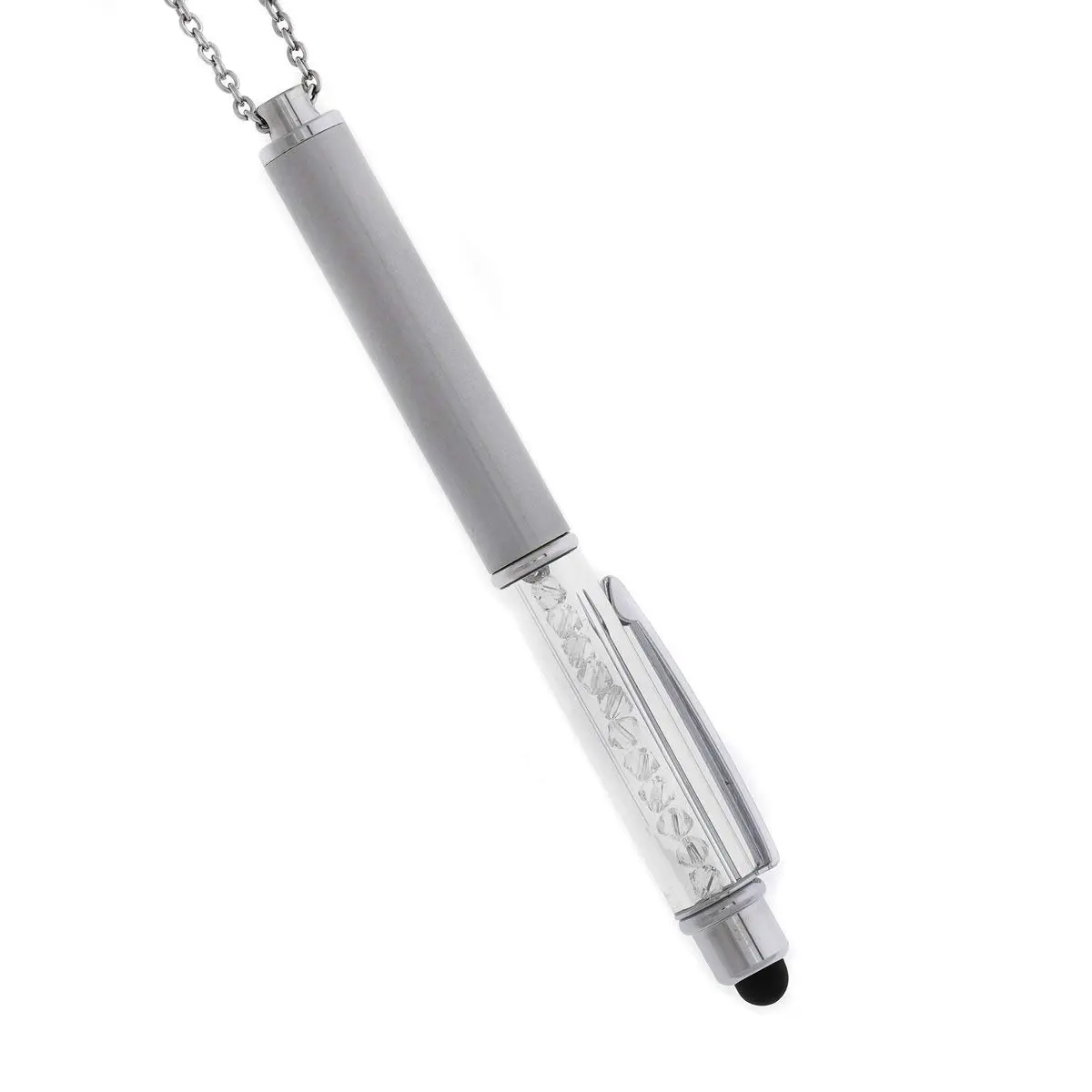 Baron-Jewelry Crystalline Stylus Pen Necklace Crystals (Silver) | Sparkling Pearl & Crystal Design for Texting & Tablet Use - main product image