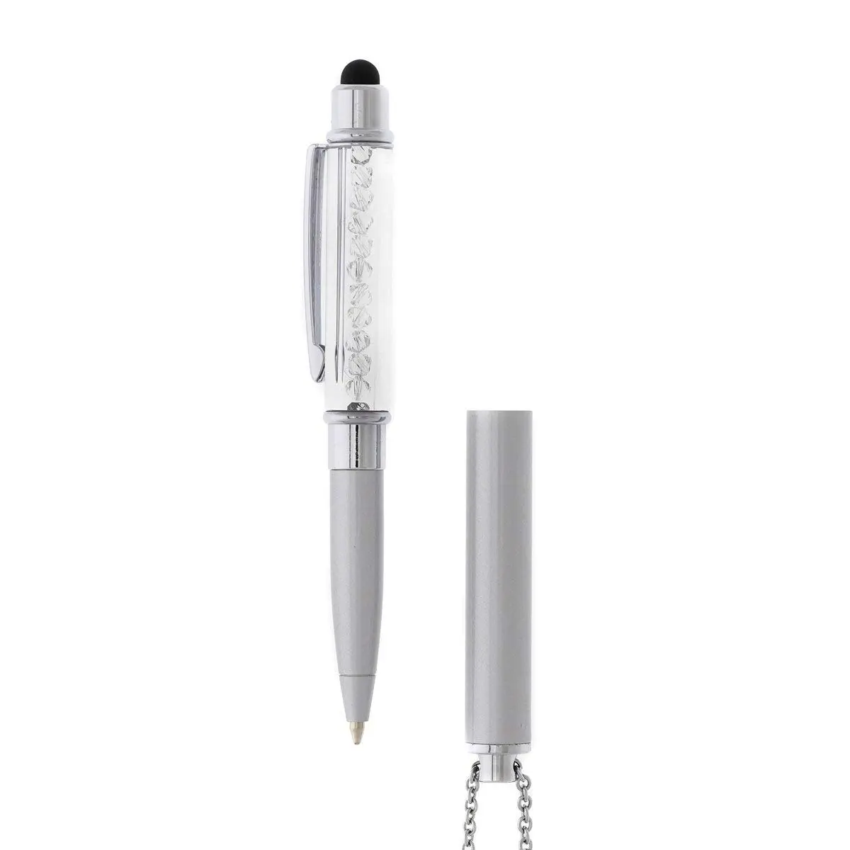Baron-Jewelry Crystalline Stylus Pen Necklace Crystals (Silver) | Sparkling Pearl & Crystal Design for Texting & Tablet Use - view 2