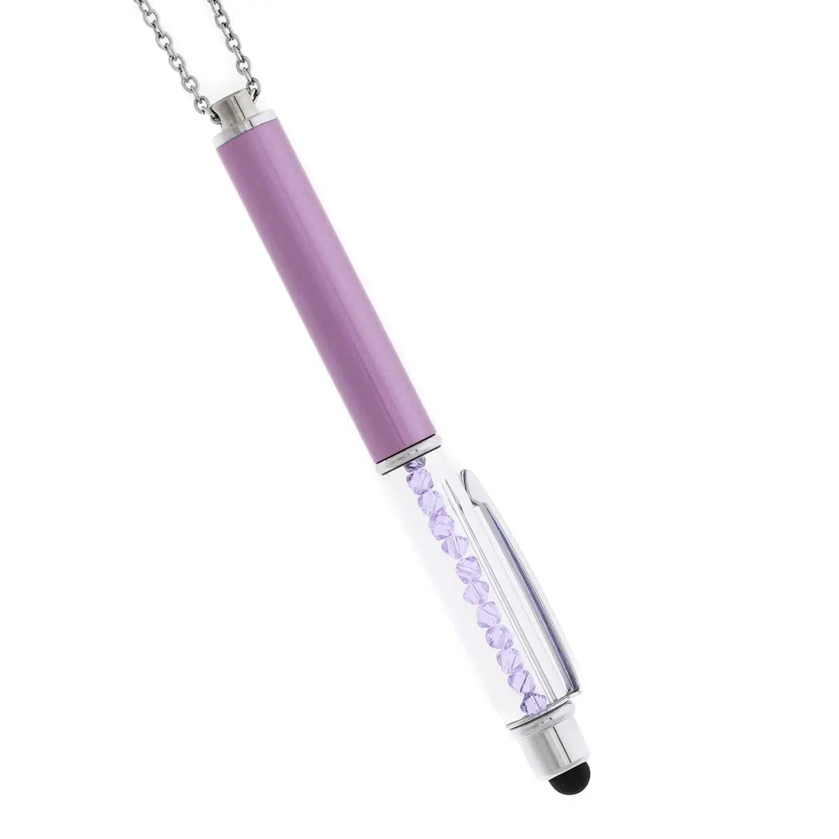 Baron-Jewelry Purple Necklace Stylus Pen with Crystals | 30" Chain & Extra Ink Refills - main product image