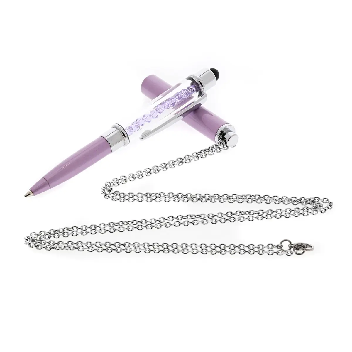Baron-Jewelry Purple Necklace Stylus Pen with Crystals | 30" Chain & Extra Ink Refills - view 3
