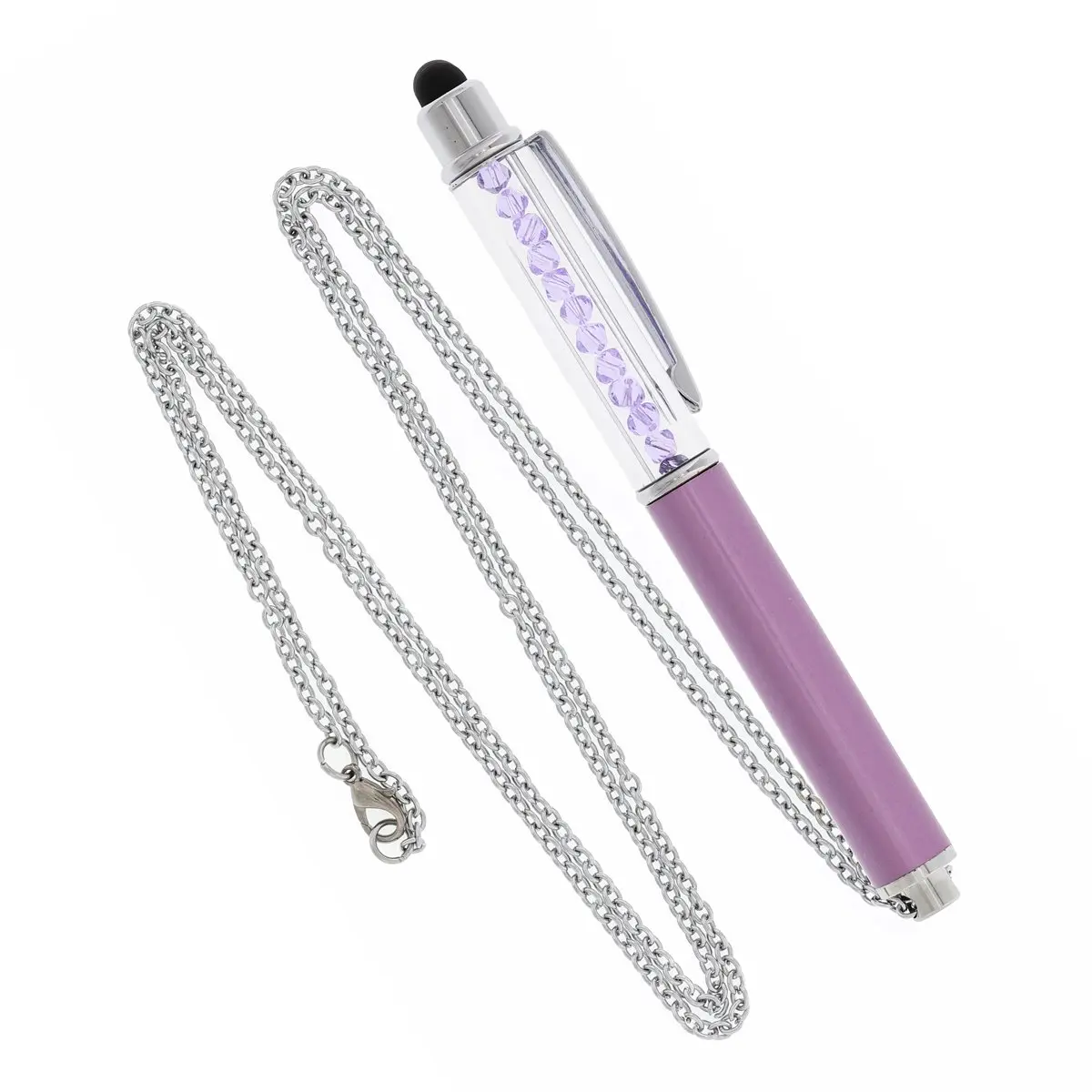 Baron-Jewelry Purple Necklace Stylus Pen with Crystals | 30" Chain & Extra Ink Refills - view 4