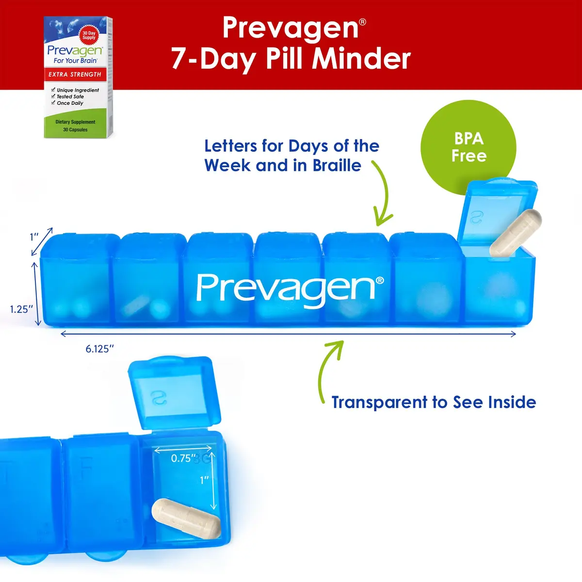 Prevagen Extra Strength with 7-Day Pill Minder, 30 Capsules | Supports Brain Health & Memory - view 2