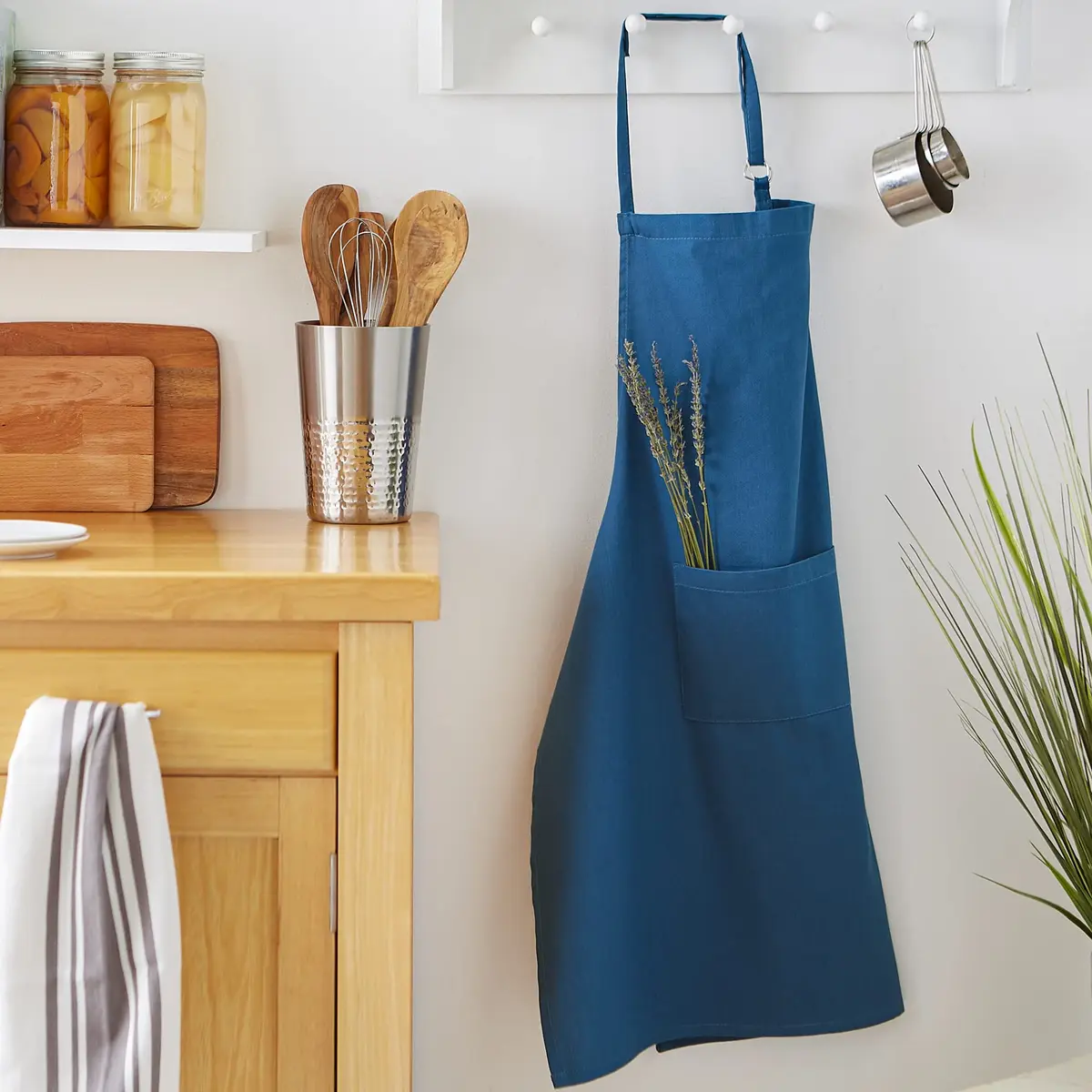 DII Blue Chef Apron | Unisex Cotton Kitchen Apron with Large Pocket - view 5