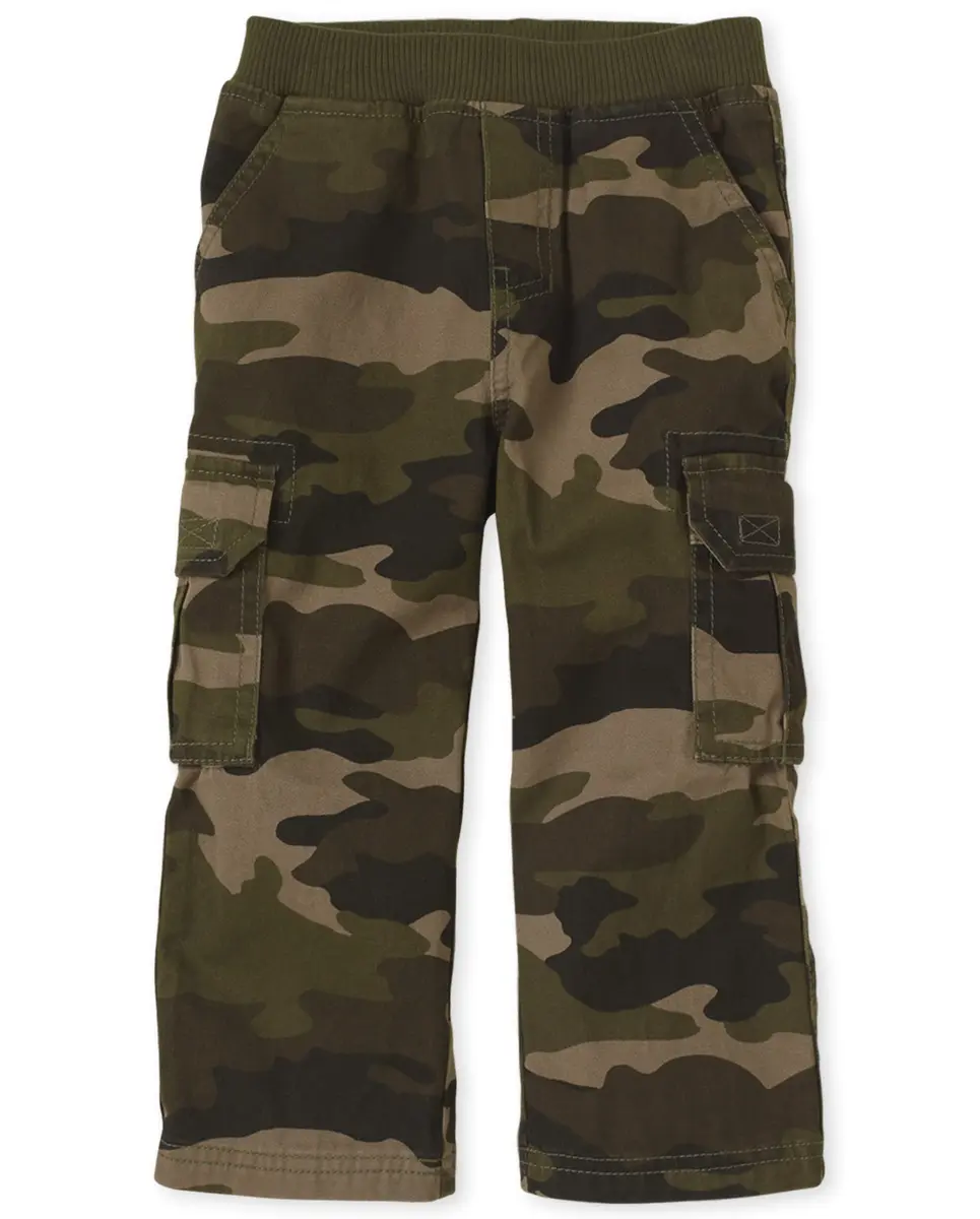 The Children's Place Baby Boys Cargo Pants Olive Camo 18-24 Months | Durable Cotton Twill - main product image