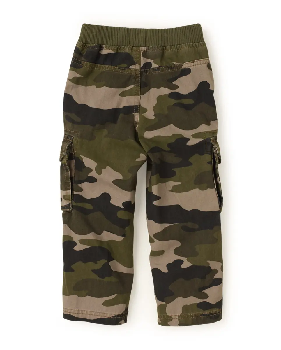 The Children's Place Baby Boys Cargo Pants Olive Camo 18-24 Months | Durable Cotton Twill - view 2