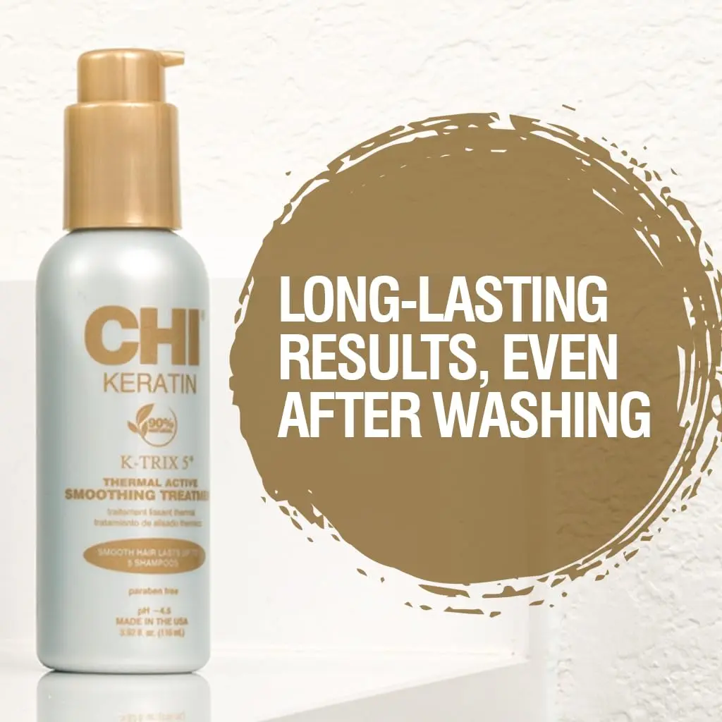 CHI Keratin K-Trix 5 Smoothing Treatment, Hair Serum, 3.92 Oz | Long-Lasting Frizz Control & Shine - view 5