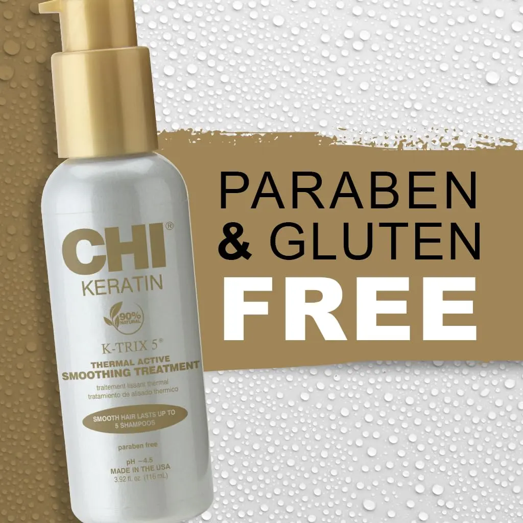 CHI Keratin K-Trix 5 Smoothing Treatment, Hair Serum, 3.92 Oz | Long-Lasting Frizz Control & Shine - view 6