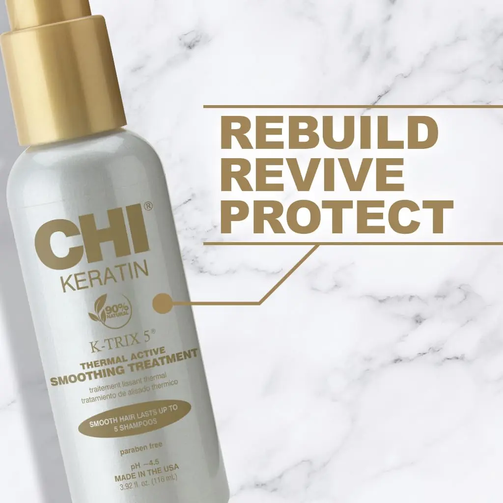 CHI Keratin K-Trix 5 Smoothing Treatment, Hair Serum, 3.92 Oz | Long-Lasting Frizz Control & Shine - view 7