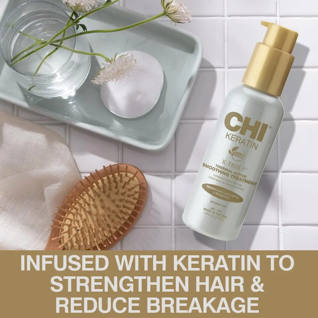 CHI Keratin K-Trix 5 Smoothing Treatment, Hair Serum, 3.92 Oz | Long-Lasting Frizz Control & Shine - view 3
