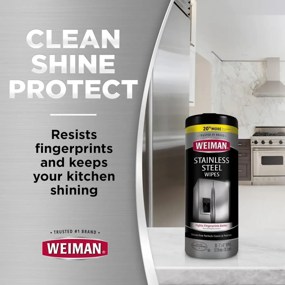 Weiman Stainless Steel Cleaning Wipes 60 Count (Pack of 2) | Removes Fingerprints & Grease - view 3