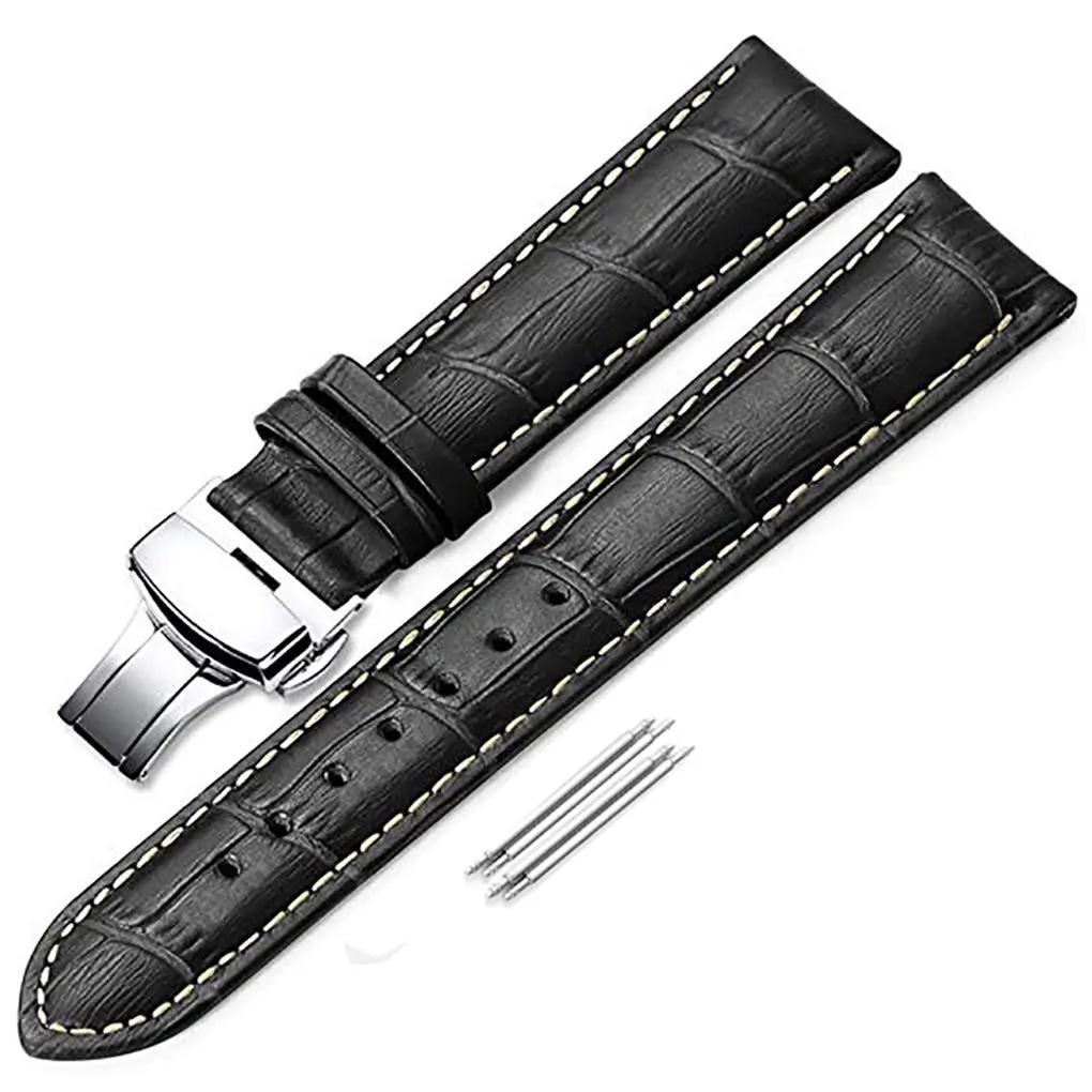 iStrap 18mm Alligator Grain Leather Watch Band with Deployment Clasp | Classic Elegance for Men & Women - main product image