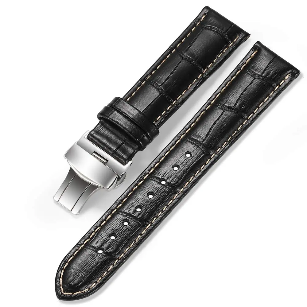 iStrap 20mm Leather Watch Band with Deployment Clasp | Classic Alligator Grain Calfskin Strap - main product image