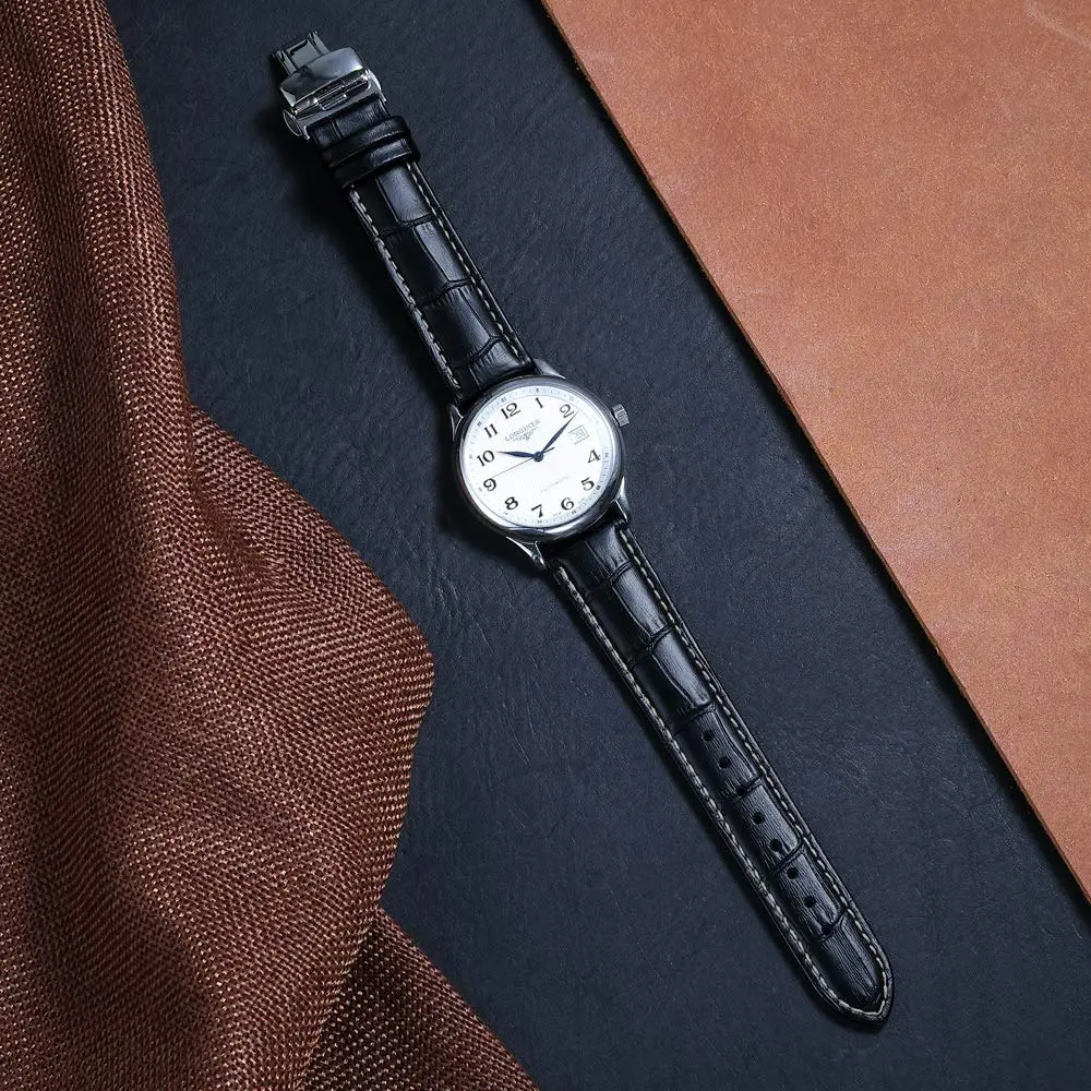 iStrap 20mm Leather Watch Band with Deployment Clasp | Classic Alligator Grain Calfskin Strap - view 2