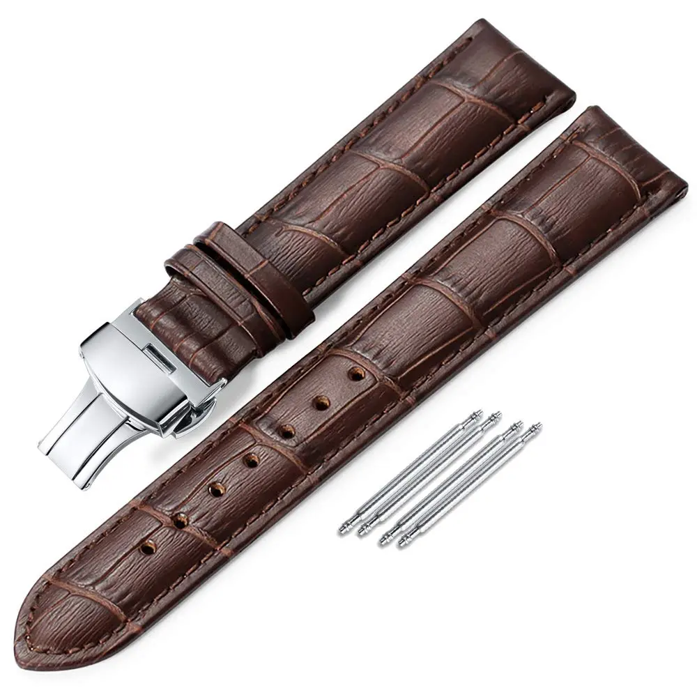 iStrap Leather Watch band -Alligator Grain Embossed Pattern Calfskin | Classic Elegant Strap for Men & Women 22mm - main product image