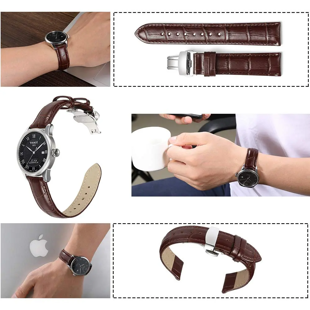 iStrap Leather Watch band -Alligator Grain Embossed Pattern Calfskin | Classic Elegant Strap for Men & Women 22mm - view 5