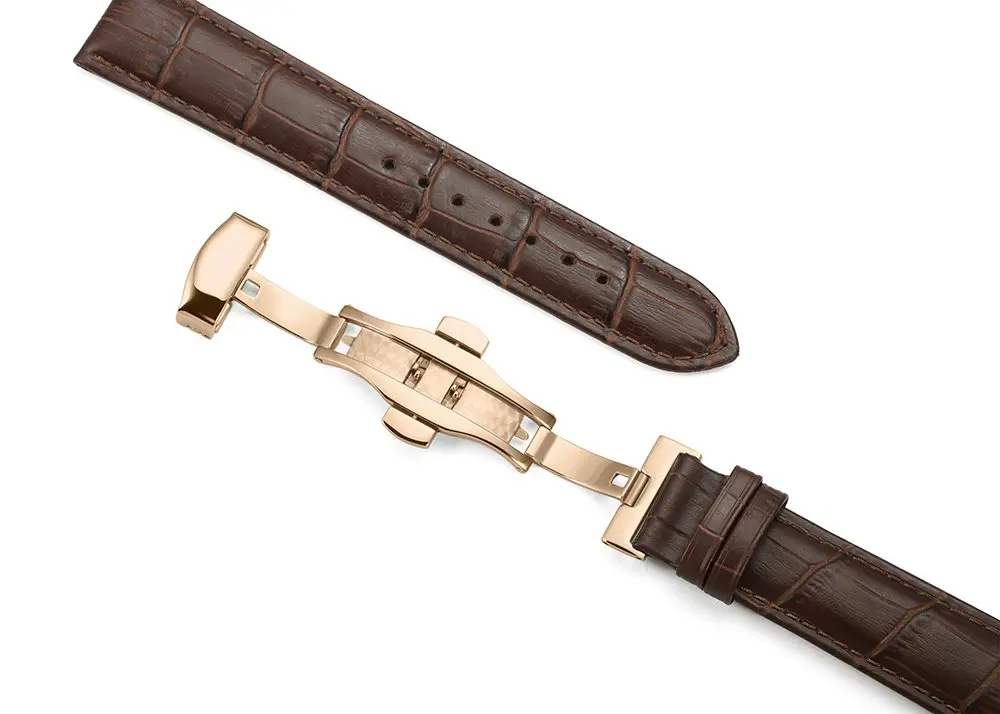 iStrap Leather Watch band -Alligator Grain Embossed Pattern Calfskin Replacement Strap-20mm | Classic Elegance for Men & Women - view 2