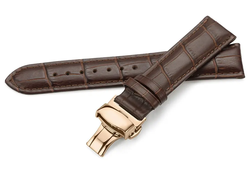 iStrap Leather Watch band -Alligator Grain Embossed Pattern Calfskin Replacement Strap-20mm | Classic Elegance for Men & Women - view 3