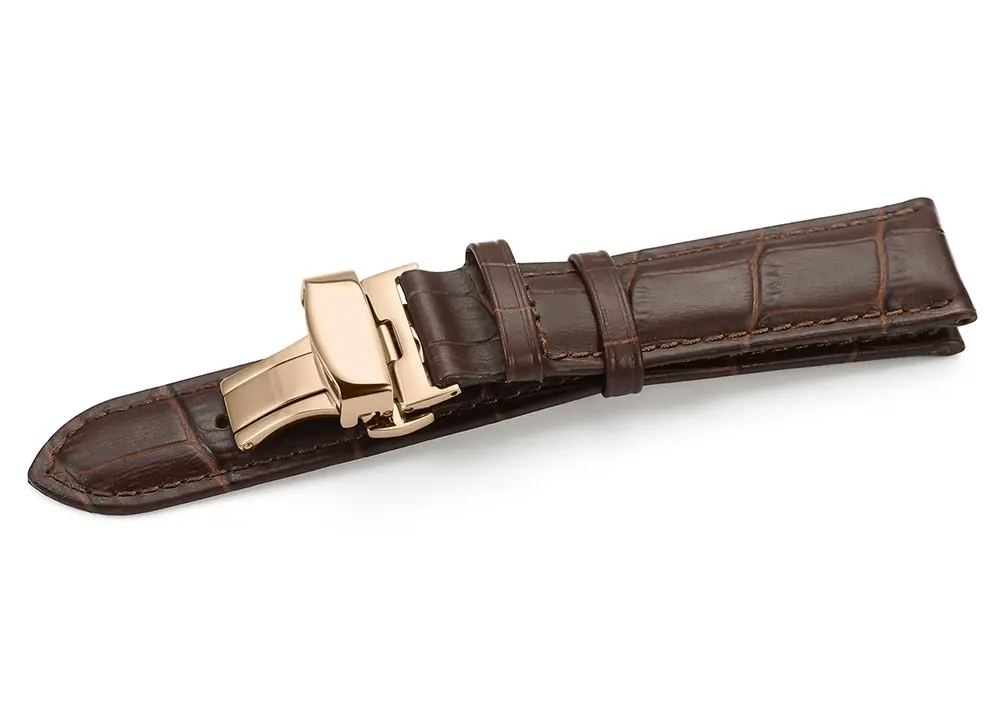 iStrap Leather Watch band -Alligator Grain Embossed Pattern Calfskin Replacement Strap-20mm | Classic Elegance for Men & Women - view 4