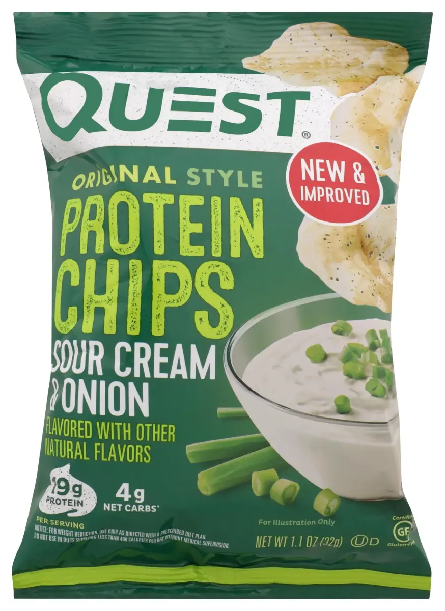 Quest Sour Cream & Onion Protein Chips 32g (1.2oz) | 21g Protein, Gluten-Free, Baked - main product image