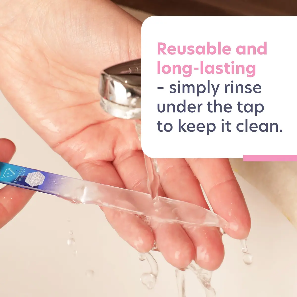 BONA FIDE BEAUTY Glass Nail File with Case (Aqua Cobalt) | Czech Handmade Fine Grit Nail Tool - view 7