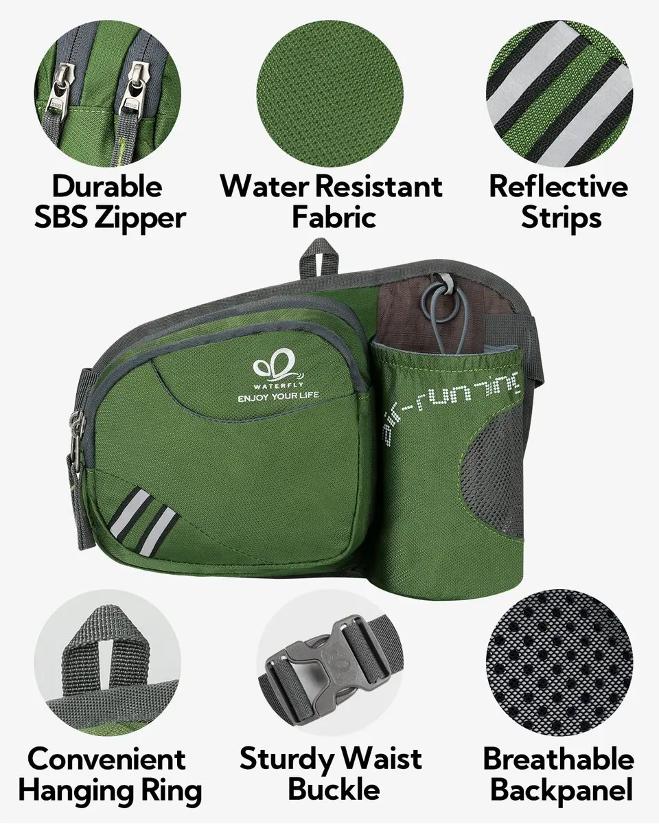 WATERFLY Fanny Pack Waist Bag | Water Bottle Holder for Running & Hiking | Water-Resistant Nylon | One Size - view 5