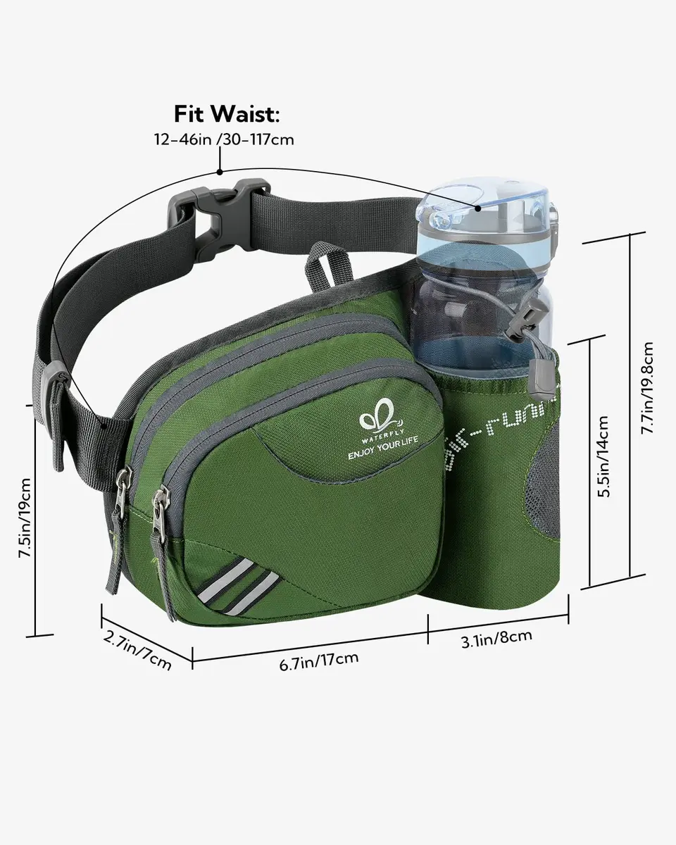 WATERFLY Fanny Pack Waist Bag | Water Bottle Holder for Running & Hiking | Water-Resistant Nylon | One Size - view 2