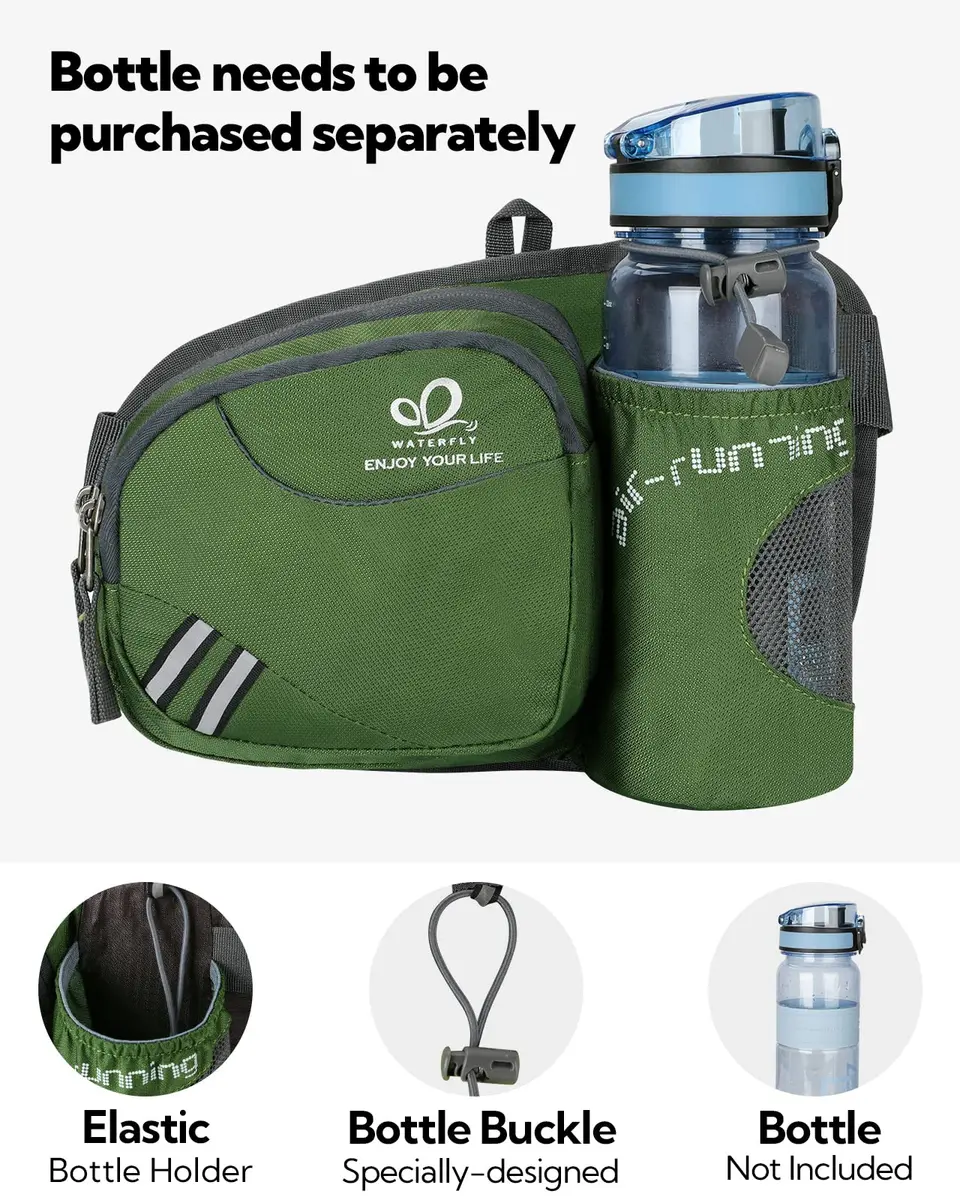 WATERFLY Fanny Pack Waist Bag | Water Bottle Holder for Running & Hiking | Water-Resistant Nylon | One Size - view 3