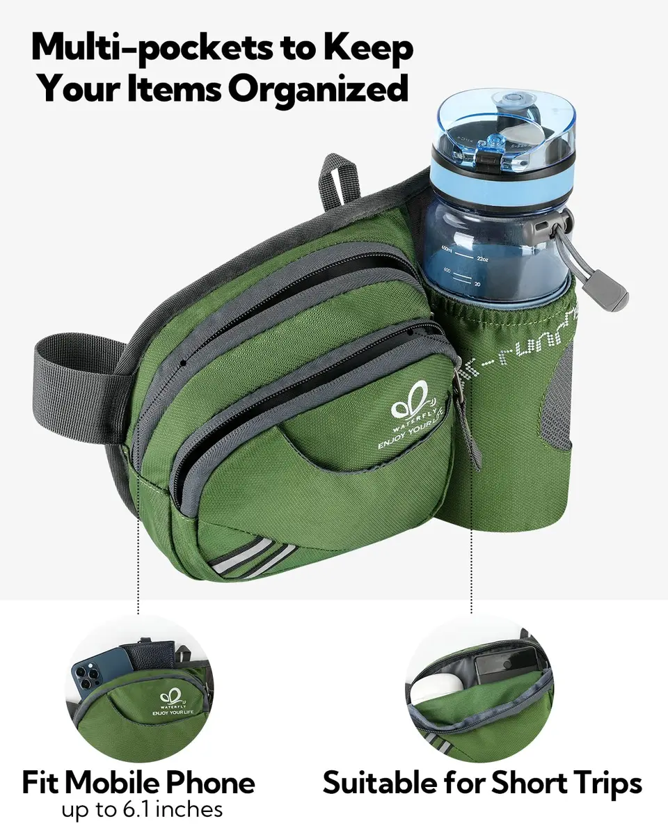 WATERFLY Fanny Pack Waist Bag | Water Bottle Holder for Running & Hiking | Water-Resistant Nylon | One Size - view 4