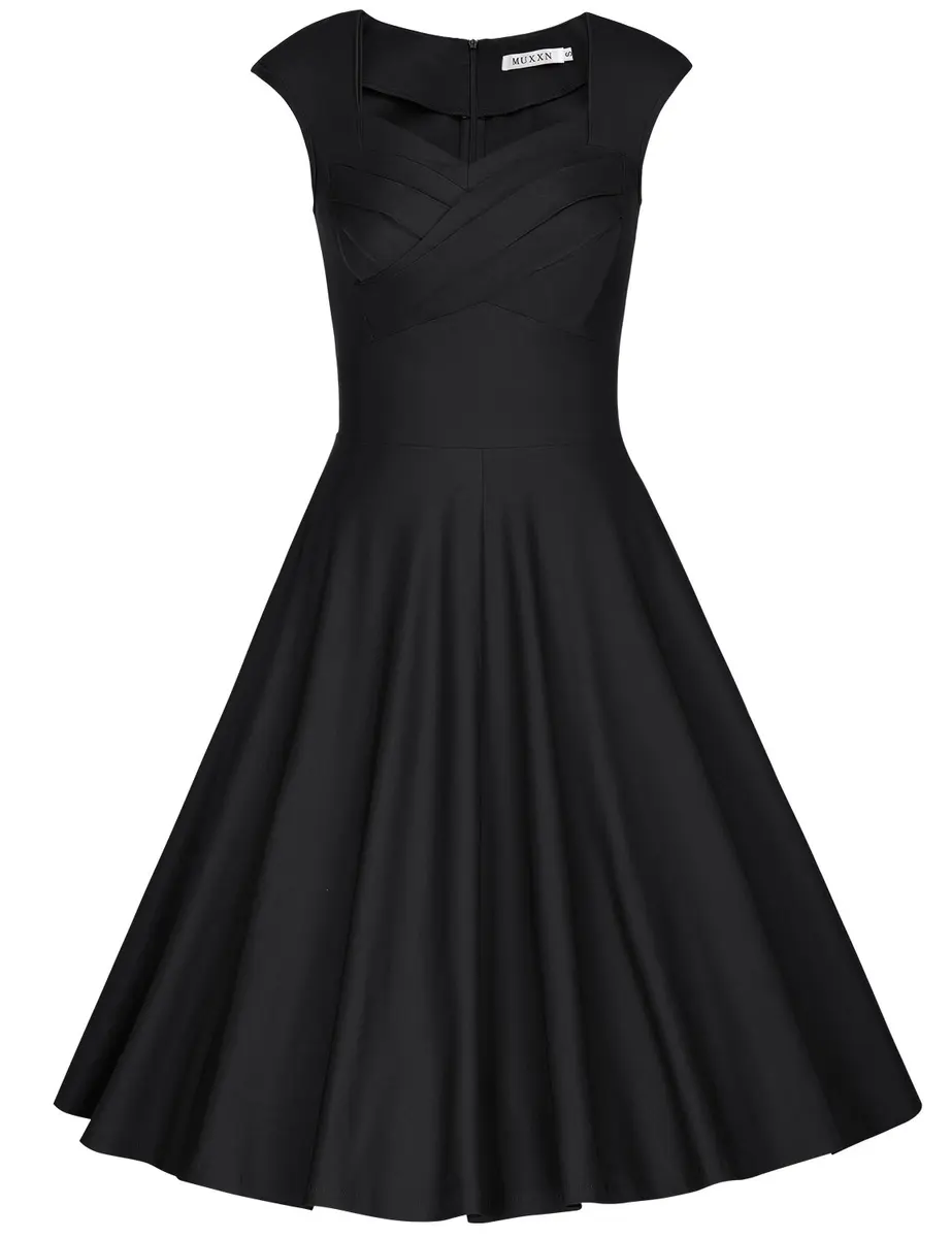 MUXXN Vintage Retro Swing Dress S Black | 1950s Inspired Classic Style - view 7