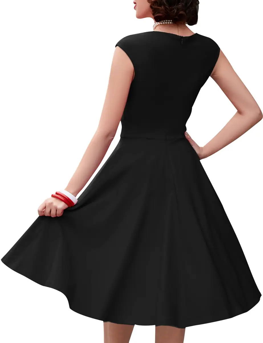 MUXXN Vintage Retro Swing Dress S Black | 1950s Inspired Classic Style - view 2