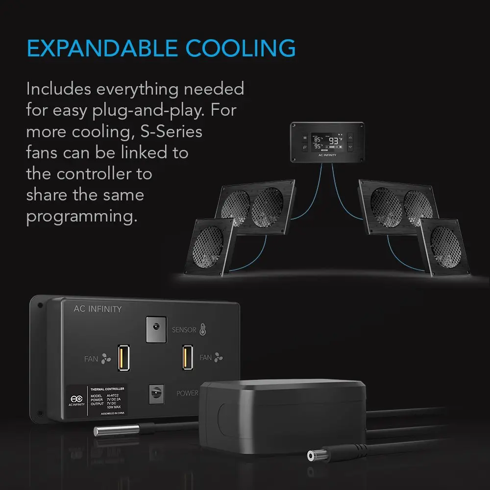 AC Infinity AIRPLATE T3 Quiet Cabinet Cooling Fan System 6" (16cm) with Smart Controller | 52 CFM Airflow, 18 dBA Noise, Dual Ball Bearings - view 5
