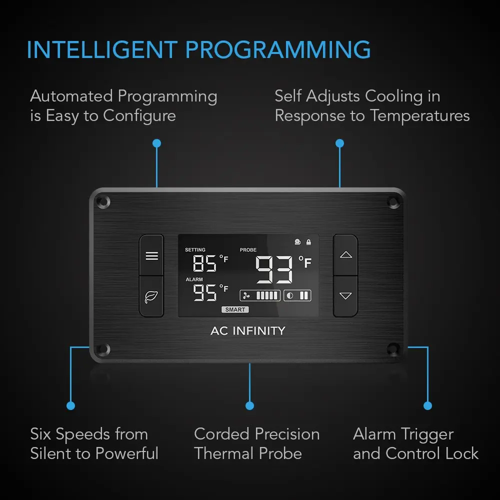AC Infinity AIRPLATE T3 Quiet Cabinet Cooling Fan System 6" (16cm) with Smart Controller | 52 CFM Airflow, 18 dBA Noise, Dual Ball Bearings - view 3