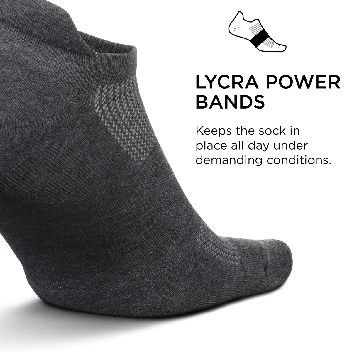 Feetures High Performance Max Cushion Ankle Sock, Heather Gray, L | Supportive Blister-Free Comfort - view 2