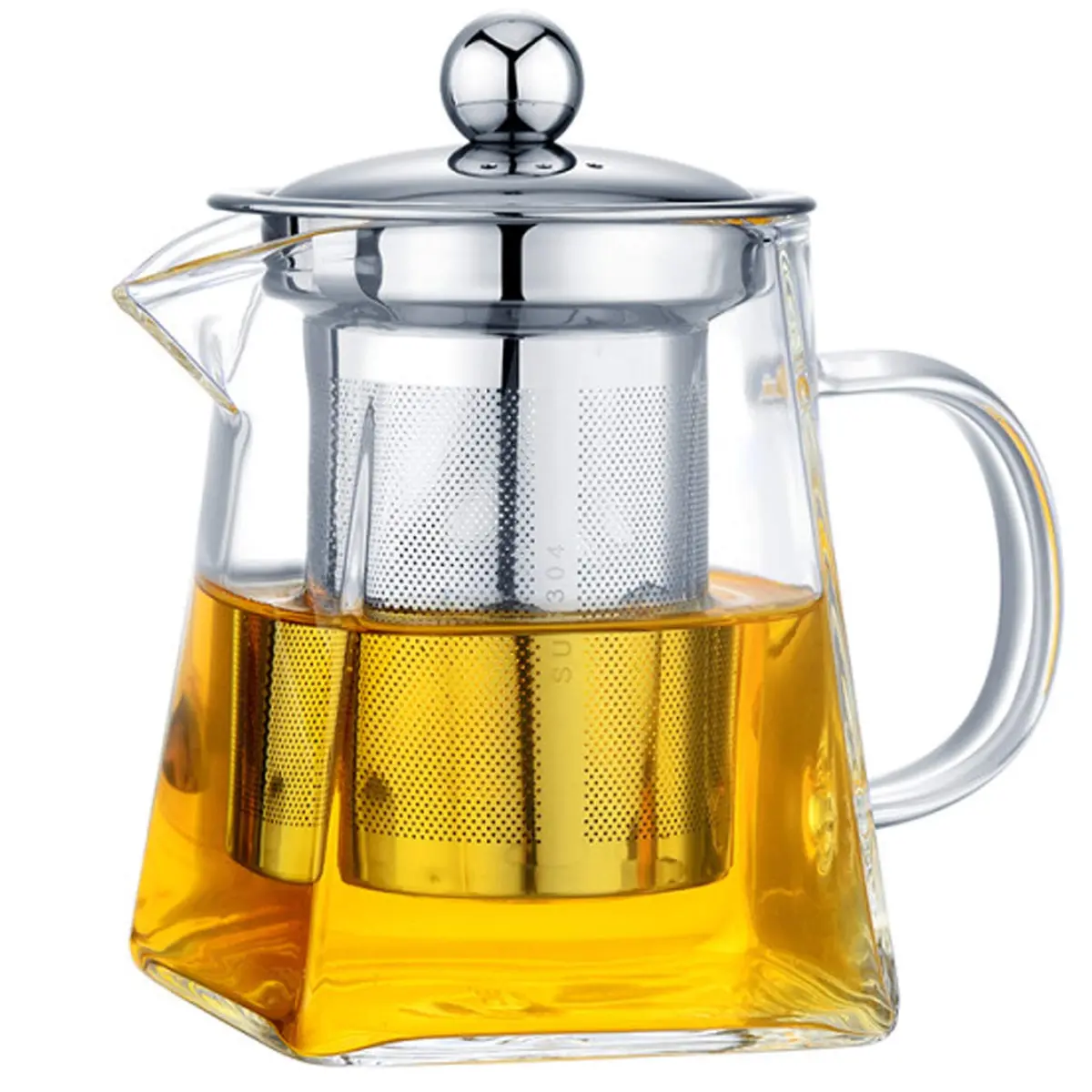 Mozentea Glass Teapot Infuser 550ml | Stove Top Safe & Removable Stainless Steel Filter - main product image