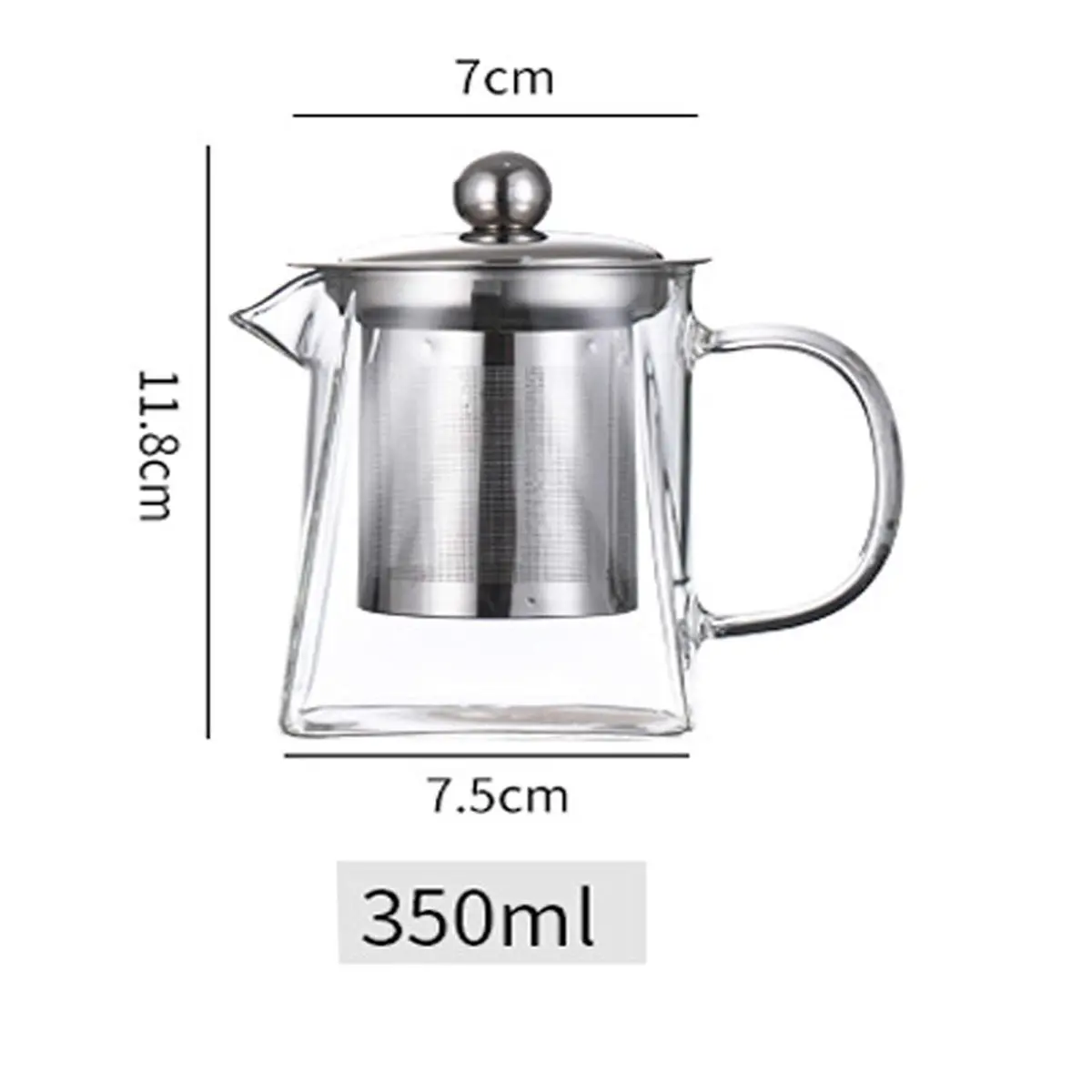 Mozentea Glass Teapot Infuser 550ml | Stove Top Safe & Removable Stainless Steel Filter - view 5