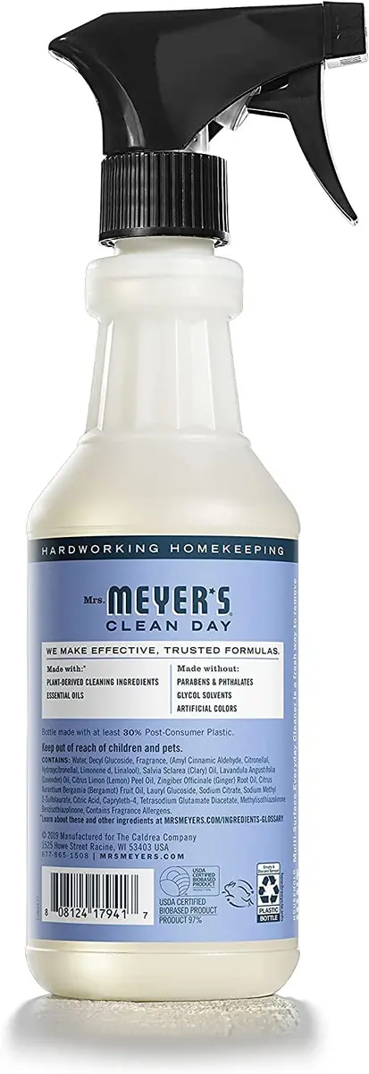 Mrs. Meyer's Clean Day All-Purpose Cleaner Spray, Bluebell, 946ml (16 fl. oz.) (Pack of 6) | Biodegradable Formula for Multi-Surface Cleaning - view 3