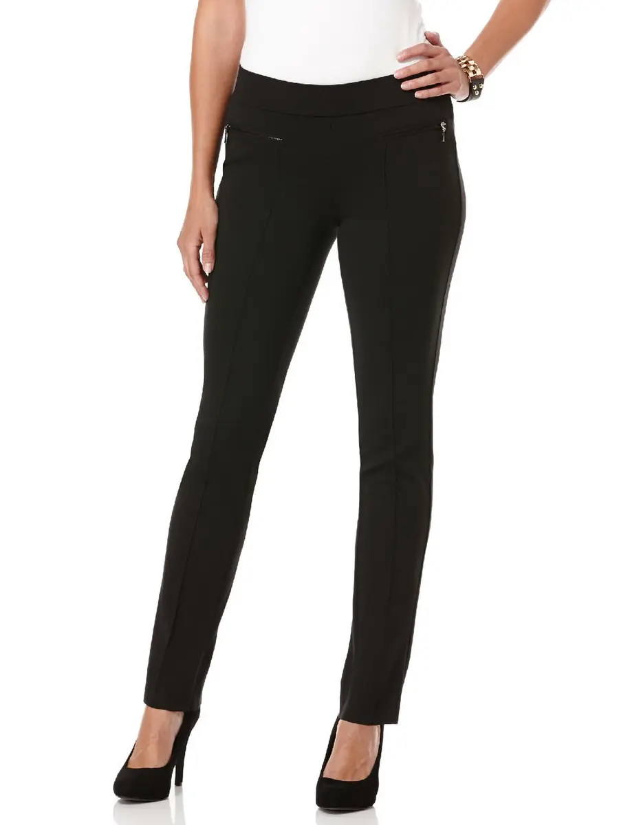 Rafaella Women's Petite Ponte Comfort Slim Leg Pant, Black, Size 4 Petite | Slim Fit with Stretch Comfort - main product image